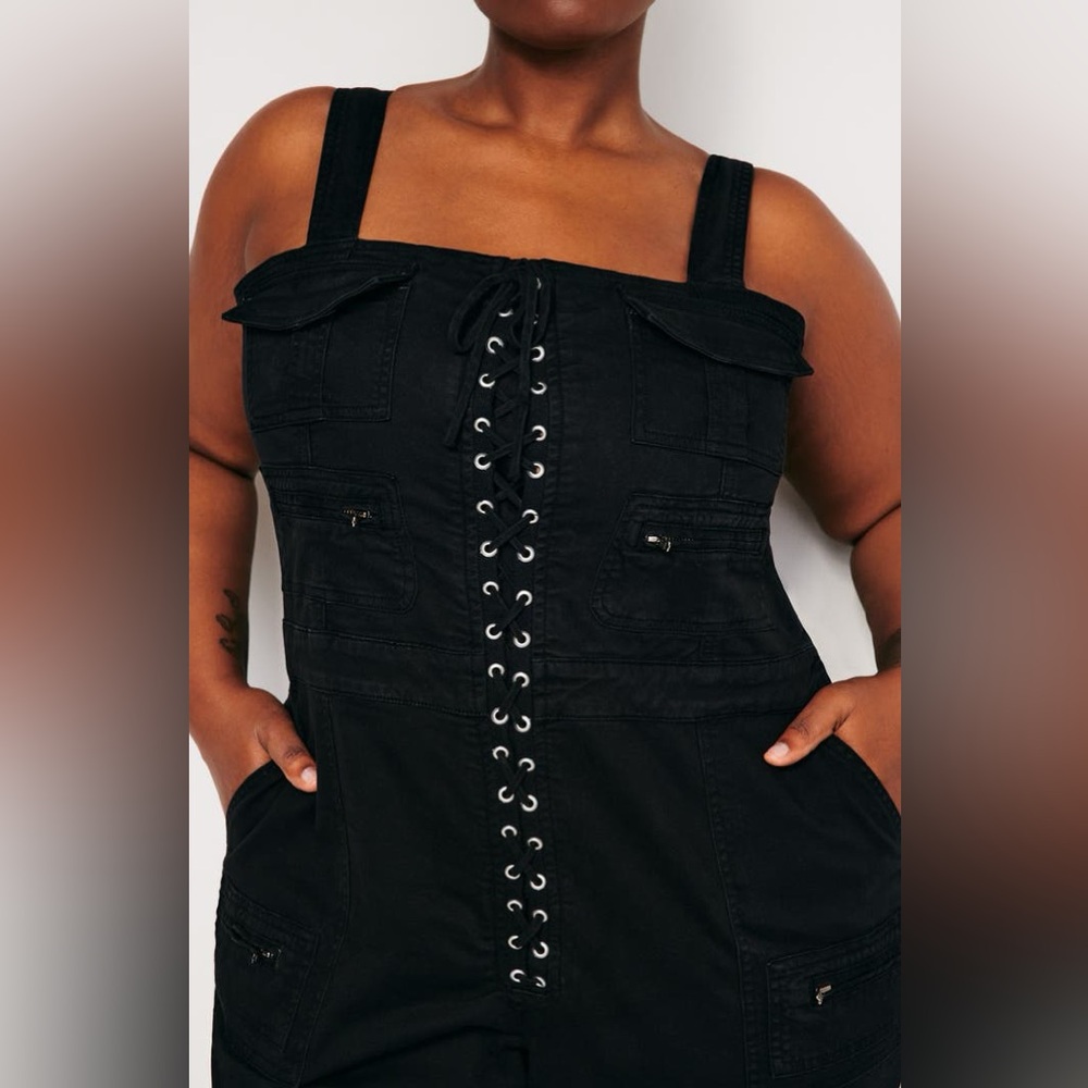 Good American Black Lace-Up Jumpsuit - Picture 3 of 3